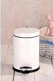 Resim BERTA Hijyen Pedallı Banyo Çöp Kovası 5LT Siyah Beyaz Pembe (Metal) 