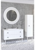 Resim Solaris 120 Cm Beyaz Lavabolu Banyo Dolabi - Beyaz Ayakli (Boy Dolap Dahil) Çok Renkli 