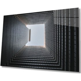 Resim Miyrem Glasses Collection -a1^ Siyah Beyaz Geometrik Bina Cam Tablo, Cam Tablo 