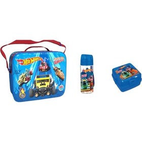 Resim Hot Wheels Mavi Araba Desenli Beslenme Çantası Seti 2484 Sağlığa Zararsız Kullanışlı Tasarım Çok Renkli 
