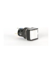 Resim 16mm Beyaz Kare Ledli Yaylı Buton - 5 Pin 24V.DC 1NO+1NC 
