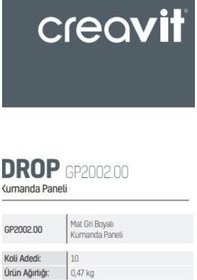 Resim Creavit Gp2002.00 Mat Gri Boyalı Kumanda Paneli 