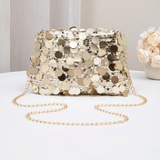 Resim Şık Altın Pullu Akşam Çantası - Partiler ve Resmi Etkinlikler İçin Mükemmel, Lüks Fermuar Kapatma, Yıkanmaz, Kadın Modası İçin İdeal, Resmi Akşam Çantası | Şık Aksesuar | Pullu Süslemeler 