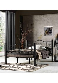 Resim Argimo Yakamoz Tek Kişilik Ferforje Metal Siyah Karyola 90 x 190 