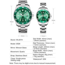 Resim Leezsing Wlısth S526 Erkek Ve Kadın Kuvars Analog Saat Klasik Çift Resmi Saat Takvimi/aydınlık/30m Su Geçirmez/tek Yönlü Döner Kadran Erkek 