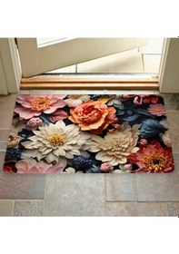 Resim Dijital Baskılı Desenli Dekoratif Dış Kapı Önü Ve Iç Mekan Paspası Yıkanabilir Kaymaz Taban Krem 