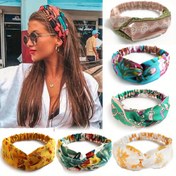 Resim 1/6 adet Kadın Yaz Bohem Saç Bantları, Kumaş, Baskı, Vintage Çapraz Turban Bandaj Bandanas, Kadınlar için 