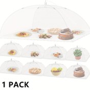 Resim 1 Paket Beyaz 17x17 İnç (43x43 cm) Alaşımlı Çelik Çerçeveli, Katlanabilir Böcek Geçirmez Açık Hava Yiyecek Örtüsü - Piknikler, Barbekü, Kamp ve Bahçe Partileri İçin, Sağlam Çerçeve Yapılı Pop Up Koruma Kapağı 