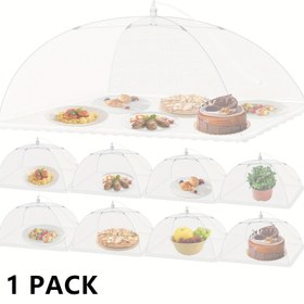 Resim 1 Paket Beyaz 17x17 İnç (43x43 cm) Alaşımlı Çelik Çerçeveli, Katlanabilir Böcek Geçirmez Açık Hava Yiyecek Örtüsü - Piknikler, Barbekü, Kamp ve Bahçe Partileri İçin, Sağlam Çerçeve Yapılı Pop Up Koruma Kapağı 