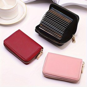 Resim Kadınlar için İş Kartı Tutucu Cüzdan Siyah/Pembe/Mavi/ Kırmızı Banka/Kimlik/Kredi Kartı Tutucu 20 Bit Kart Cüzdan Kılıfı 