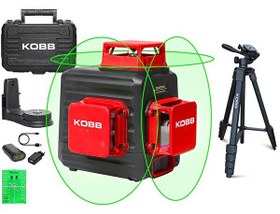 Resim Kobb KBL34GTP 40 Metre Profesyonel Li-ion Şarjlı 3X360 Derece Otomatik Hizalamalı Çapraz Çizgi Lazer Distomat ve Tripod 