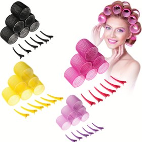 Resim 12'li set ekstra büyük çaplı 6.0cm klipsli bukle, uzun, orta, kısa saçlar, perçemler, kalın ve seyrek saçlar için uygun kendinden tutunabilen bukle 