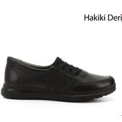 Resim GÖNDERİ(R) Kadın Siyah Dolgu Taban Hakiki Deri Ayakkabı 