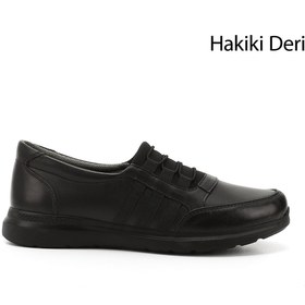 Resim GÖNDERİ(R) Kadın Siyah Dolgu Taban Hakiki Deri Ayakkabı 