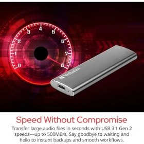 Resim Verbatim VX500 SSD 1 Tb Uzay Grisi 29G Harici SSD USB 3.0 SSD Windows ve Mac Os x Için Hafif Taşınabilir Sürücü Usb-C Yüksek Hızlı Flash Bellek Okuma 500 Mb/s Yazma 290 Mb/s 
