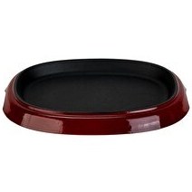 Resim Lava Döküm Oval Fajita Tabağı 12x19 CM Bordo 
