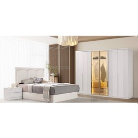 Resim Aleppo Mdf Membran 6 Kapaklı Reflekte Cam Gardırop 