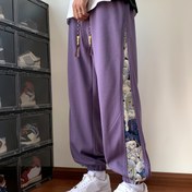Resim Erkek Gevşek Fit Ayı Nakış Joggers, Rahat Streç Sokak Tarzı Spor Pantolon 