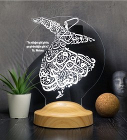 Resim Semazen 3D Led Lamba, Mevlana Sözleri Semazen Hediye Gece Lambası 