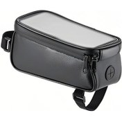 Resim Bisiklet Üst Boru Çantası, 7 İnç'e Kadar Dokunmatik Telefon, Anahtar, Araç İçin Tpu+eva Malzeme, Dağ Bisikleti Ve Yol Bisikleti İçin Siyah Siyah 