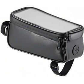 Resim Bisiklet Üst Boru Çantası, 7 İnç'e Kadar Dokunmatik Telefon, Anahtar, Araç İçin Tpu+eva Malzeme, Dağ Bisikleti Ve Yol Bisikleti İçin Siyah Siyah 