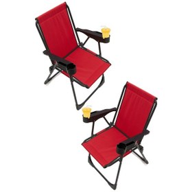Resim Silva 2 Adet Kamp Sandalyesi Bardaklıklı - Kırmızı 