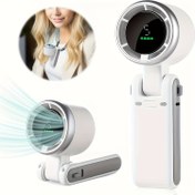 Resim Taşınabilir El Tipi Mini Türbin Fanı, USB Şarjlı Seyahat Boyun Fanı, 5 Hız, 3600mAh Pil ve 15000RPM Döndürme, Çalışma Süresi 12 Saate Kadar, 3'ü 1 Arada Katlanabilir Kişisel Soğutma Fanı, Seyahat/Ev/Ofis İçin Uygun, YITUMU 