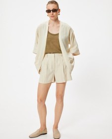 Resim Koton Kimono 3/4 Geniş Kol Bol Kalıp Ekru 4sak50143pw Ekru 