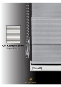 Resim Br Demor Home Geniş Pliseli Açık Gri Zebra Stor Güneşlik Perde Metal Kasa Açık Gri 