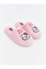 Resim LC Waikiki Pembe Hello Kitty Baskılı Pelüş Kadın Ev Terliği 