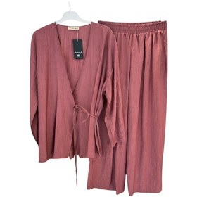 Resim Hasenna Z-544 Üstü Kimono Etekli Çilek İkili Takım Füme 