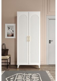 Resim Kale Metal Kulp Kla2190 Ayakkabılık Portmanto Vestiyer Beyaz Gold Beyaz - Gold 