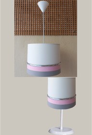 Resim ONAY M BEYAZ GRİ PEMBE KUMAŞ KAPLAMA 2.Lİ SET YATAK ODASI GENÇ VE ÇOCUK ODASI AVİZE VE ABAJUR SETİ 