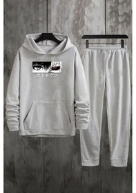 Resim Uyguntarz Unisex Ken Kaneki Baskılı Eşofman Takımı Gri 
