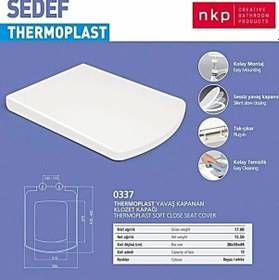 Resim Mey İthalat Kare Sedef Klozet Kapağı Beyaz Yavaş Kapanan 