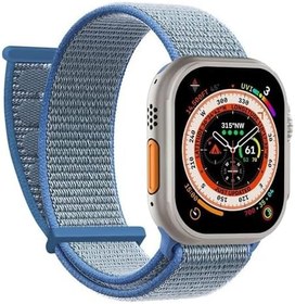 Resim Microsonic Apple Watch Series 9 45mm için Kordon Hasırlı Woven Mavi [Watch Series 9 45mm ile Uyumlu Kordon - Mavi] 