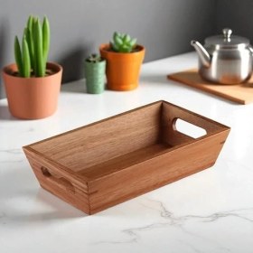 Resim Aesco Akasya Ağacından Ekmek Sepeti - Doğal Ahşap Ekmeklik, Şık Ekmek Sunumluk (23X13X7CM) - Kahvaltı ve Sofralar Için Servis Sepeti 