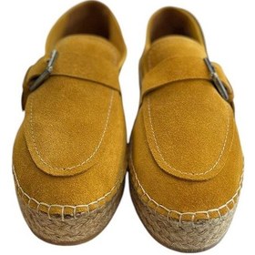 Resim Tufan Shoes Hardal Hakiki Süet Hasır Taban Tokalı Loafer Hardal 