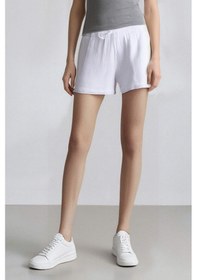 Resim Defacto Relax Fit Yüksek Bel Kısa Paça Beyaz Müslin Şort D0567ax25smwt34 Beyaz 