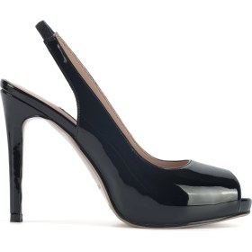 Resim Nine West Kadın Dolgu Topuk Ayakkabı Siyah Deri Stiletto Taban 41 Numaralı Şık Tasarım 