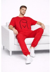 Resim Sevgili Kombini Çift Tişört Oversize Unisex Matching Couple Minim Kırmızı 