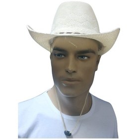 Resim Londonstore Ince Bez Kovboy Fötr Delikli Şapka Ipli Yaz Unisex Kadın Erkek Yetişkin Bej 