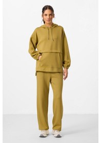 Resim Koyu Hardal Yumuşak Dokulu Kapüşonlu Oversize Kadın Eşofman Tunik Takım - 95348 Koyu Hardal/koyu Hardal 