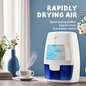 Resim Taşınabilir Nem Alma Cihazı 500ml Su Tankı ve Tek Düğme İşlemi - Yatak Odası, Banyo, Bodrum, Dolap için Sessiz <35dB, USB ile Çalışan - Büyük ve Orta Boy Oda İçin İdeal, 10mm²'ye Kadar Nem Kontrolü | Dayanıklı Plastik Gövde, Banyo Nem Alma Cihazı 