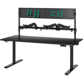 Resim IKEA oyuncu masası, siyah-yeşil, 180x80 cm, elektrikli ayarlanabilir 