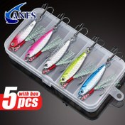 Resim ANFS 5 adet 10g Premium Metal Jig Balıkçılık Yemleri Seti ile Rayon - Yapay Bas Yemleri, Wobbler, Bas Balıkçılığı Takımı, Tatlısu ve Tuzlu Su Balıkçılığı Maceraları için Alabalık Jigging Yemi 