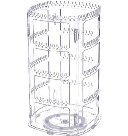 Resim Geeksen 5 Katlı Döner Takı Standı - 360 Derece Dönebilen Şeffaf Plastik Küpe Ve Kolye Askılığı 