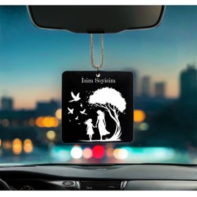 Resim Melek Pazarı Anne ve Kız Desenli Kişiye Özel İsimli Pleksi Dikiz Ayna Süsü 