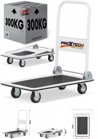 Resim PROXTECH Katlanır 300 Kg Yüksek Platformlu Kapasiteli Çok Fonksiyonlu Depo,Ürün,Paket Taşıma Arabası 