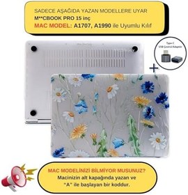 Resim McStorey MacBook Pro 15 inç Touch Bar Uyumlu Sert Kapak Kılıf | Çiçek Desenli Kristal Parlak İnce Koruma, Darbe ve Çizik Önleyici | A1707 A1990 Sarı 